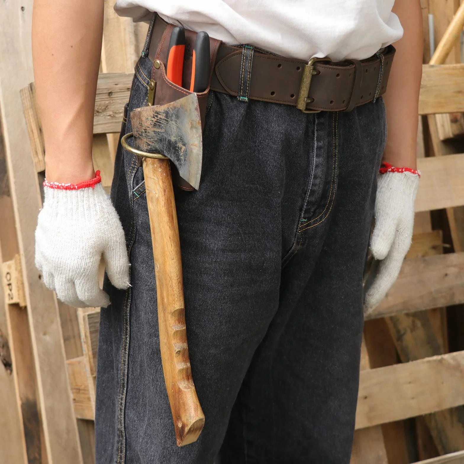 Tourbon kabura z prawdziwej skóry na narzędzia robocze, ze szczypcami, młotkiem, do obróbki drewna i drewna