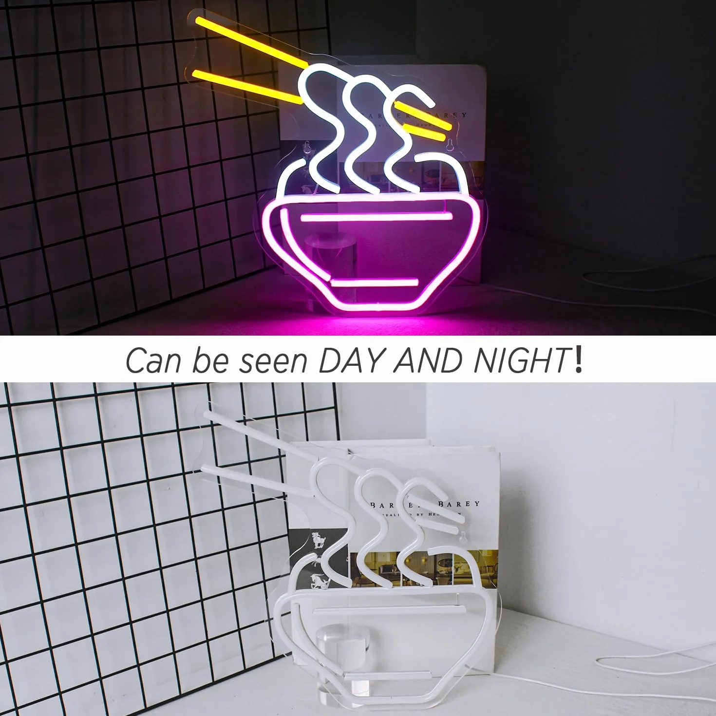 Horseneon Ramen neonowy szyld, różowy kreskówkowy makaron LED, neonowy szyld makaron świecący reklamowy na ścianę, kolorowe neonowe światło do makaronu, restauracji, pubu, domu, klubu, tabliczki